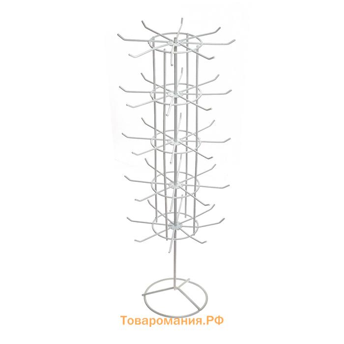 Вертушка, 5 ярусов по 8 крючков, 20×20×61, цвет белый
