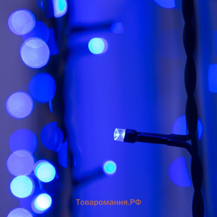 Гирлянда «Занавес» 2 × 6 м, IP44, УМС, тёмная нить, 1440 LED, свечение синее, 220 В