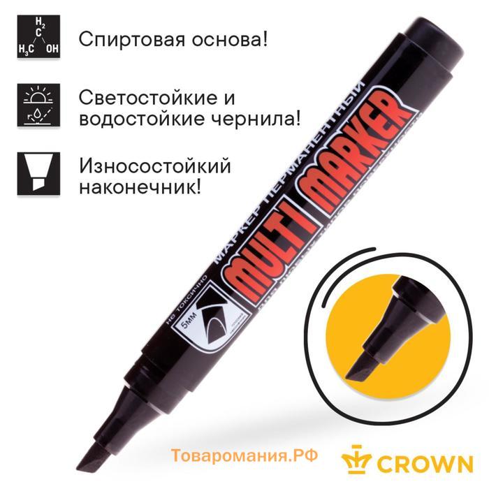 Маркер перманентный Crown Multi Marker, 5.0-1.0 мм, скошенный, чёрный