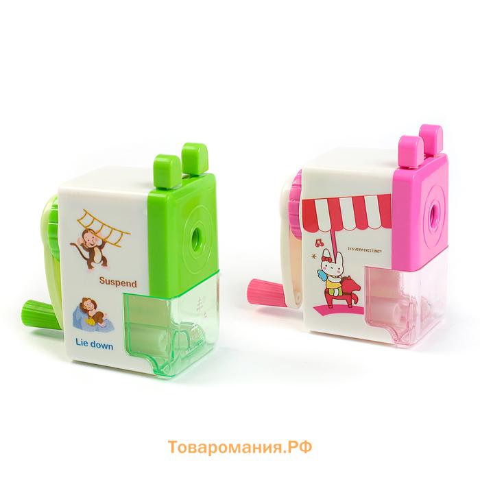 Точилка механическая с контейнером «Классика», МИКС