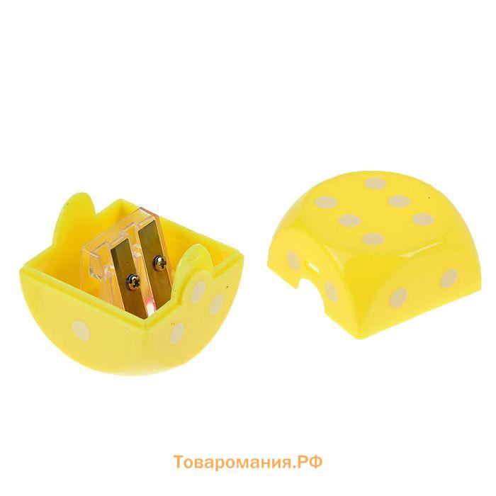 Точилка с контейнером «Кость игральная», двойная, корпус МИКС