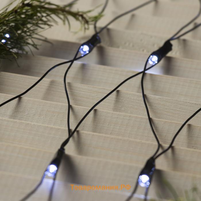 Гирлянда «Сеть» 2 × 2 м, IP20, тёмная нить, 224 LED, 8 режимов, 220 В, свечение белое