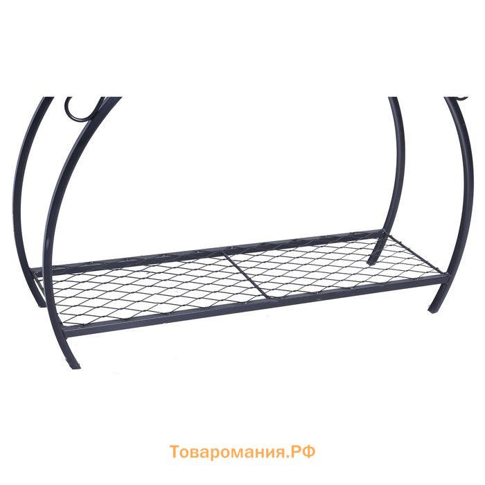 Мангал кованый, 90×32×202 см, 35 кг, толщина металла 2.5 мм, с дровяником и крышей