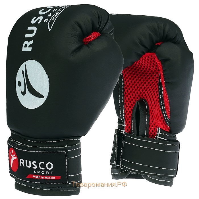 Перчатки боксёрские детские RuscoSport, чёрные, размер 4 oz