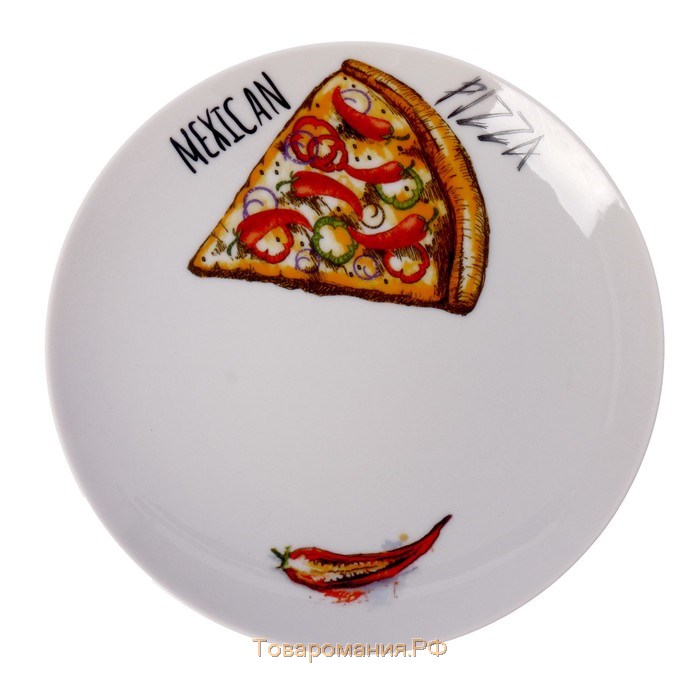 Набор блюд фарфоровый «Пицца», 7 предметов: 1 шт d=30 см, 6 шт d=20 см, рисунок МИКС