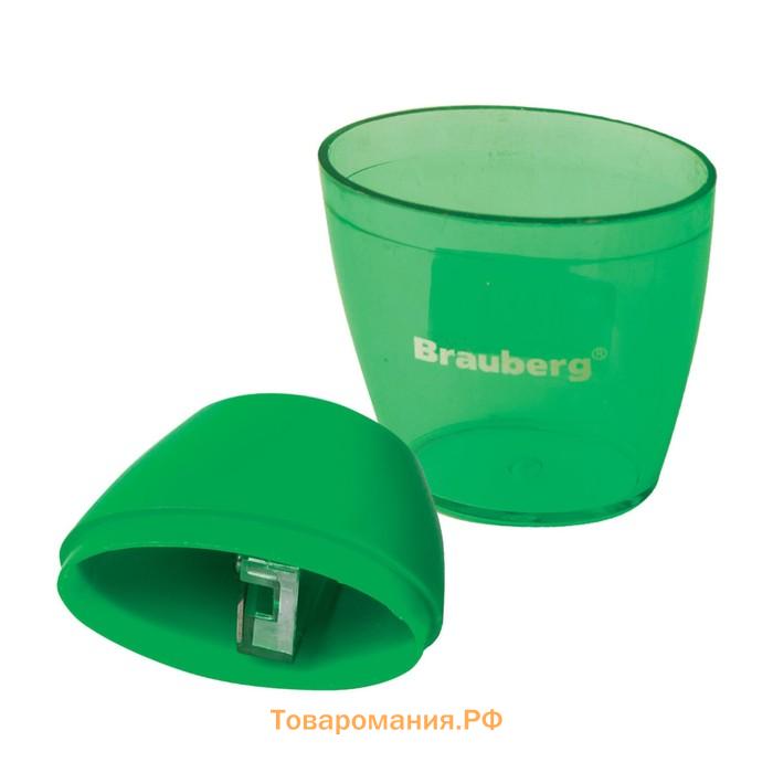Точилка BRAUBERG Diamond, 1 отверстие, с контейнером, МИКС