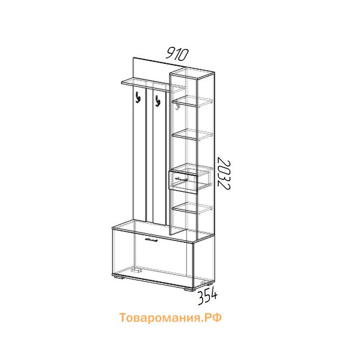 Вешалка с зеркалом (вз910), венге / лоредо