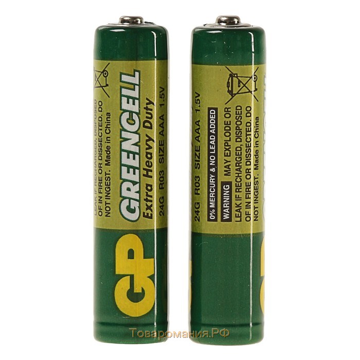 Батарейка солевая GP Greencell Extra Heavy Duty, AAA, R03-2BL, 1.5В, блистер, 2 шт.