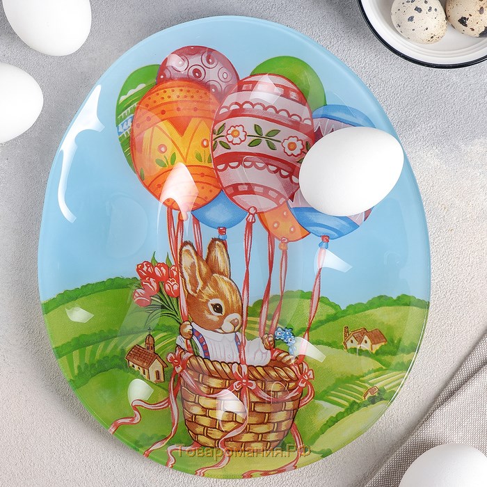 Подставка стеклянная для яиц 10 ячеек «Пасхальный кролик», 24×20,5 см