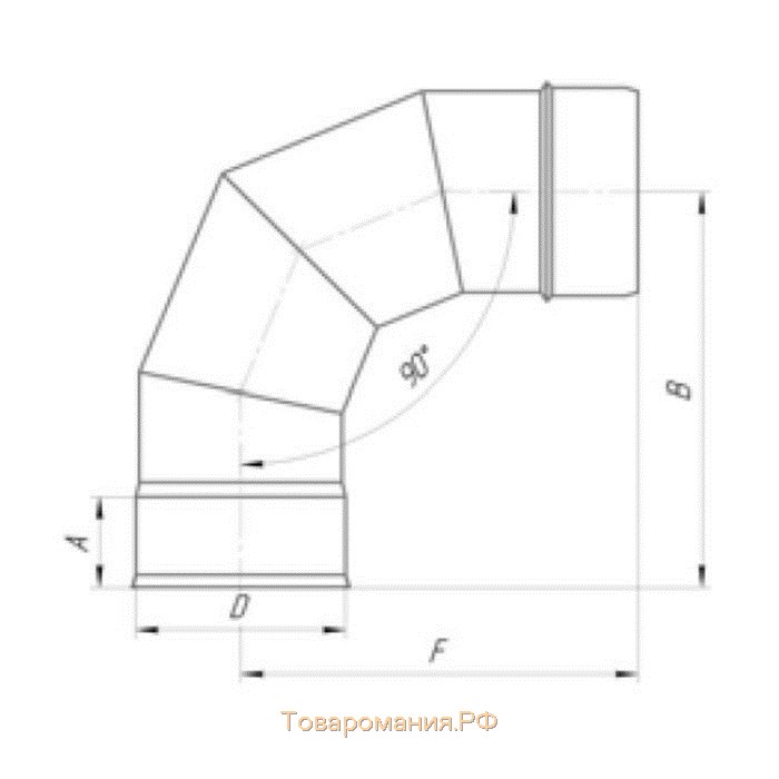 Отвод 90°, d 100 мм, нержавейка 1.0 мм