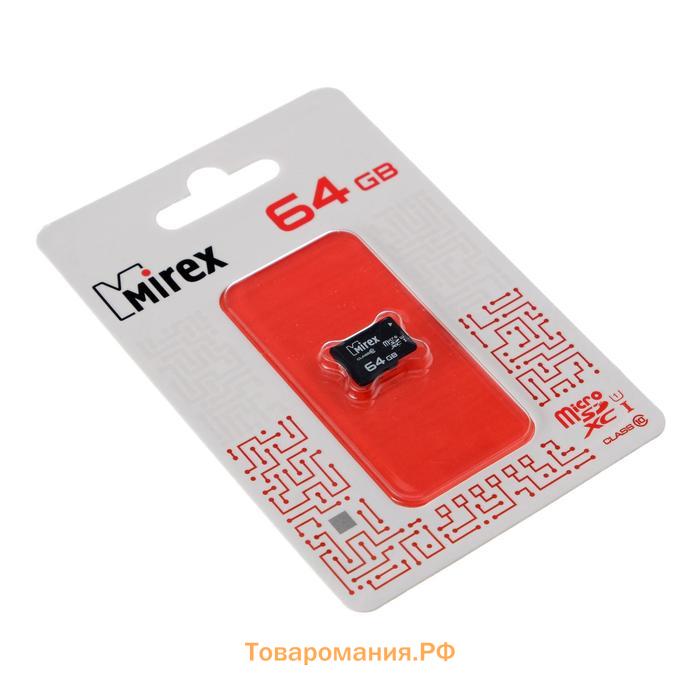 Карта памяти Mirex microSD, 64 Гб, SDXC, UHS-I, класс 10