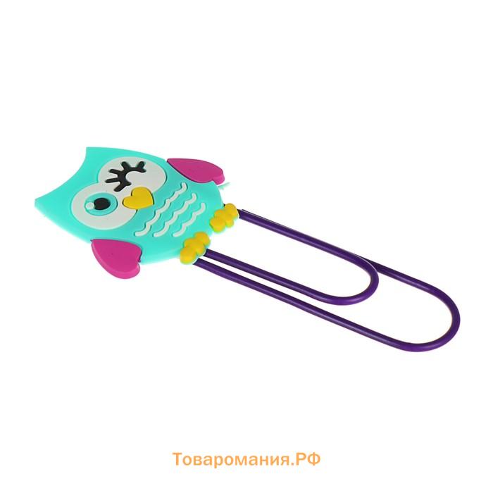 Закладка-скрепка большая «Сова», 11 см, МИКС