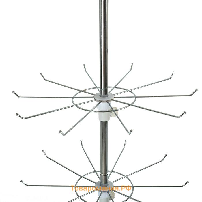 Вертушка, 6 ярусов по 10 крючков (3 мм) 40×40×160 см, цвет хром