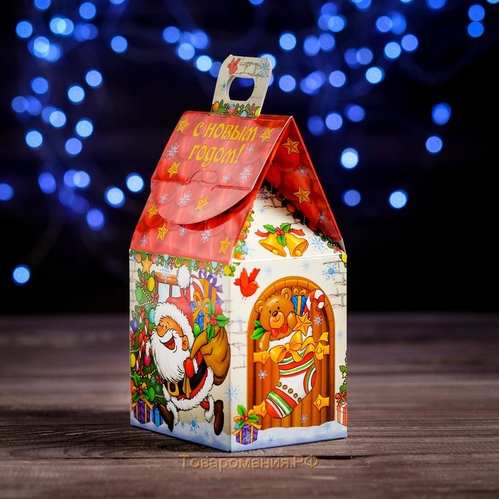 Коробка картонная "Веселый Дед Мороз", 9,1 х 7 х 15,7 см