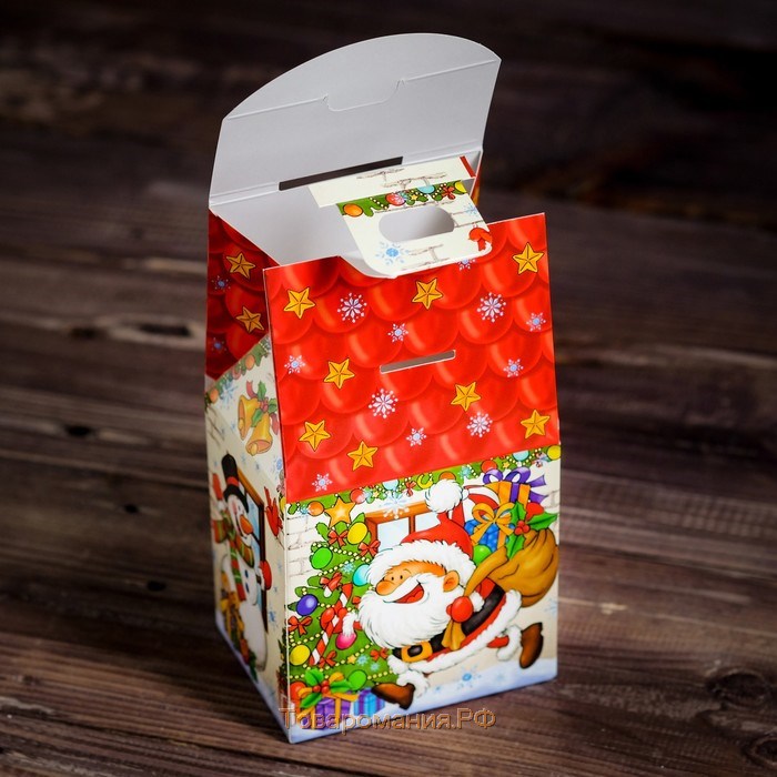 Коробка картонная "Веселый Дед Мороз", 9,1 х 7 х 15,7 см