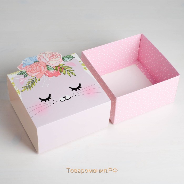 Коробка подарочная складная, упаковка, «Кошечка», 15 х 15 х 8 см