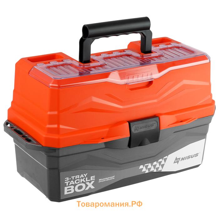 Ящик рыболовный Tackle Box трёхполочный NISUS, оранжевый