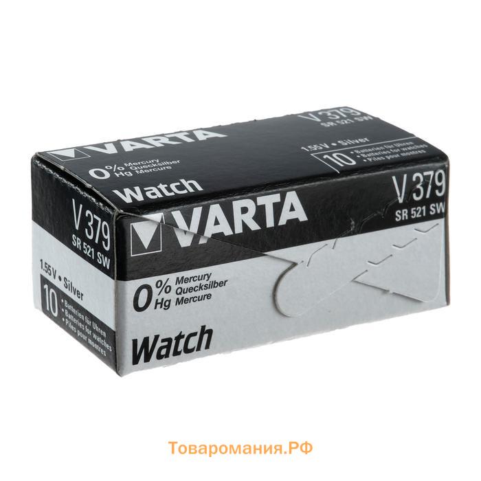 Батарейка цинковая Varta, V379 (SR521SW/SR63/G0)-1BL, 1.55В , блистер, 1 шт.