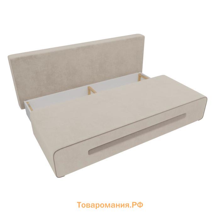 Прямой диван «Приам», механизм еврокнижка, велюр, цвет бежевый / коричневый