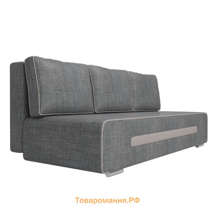 Прямой диван «Приам», механизм еврокнижка, рогожка, цвет серый