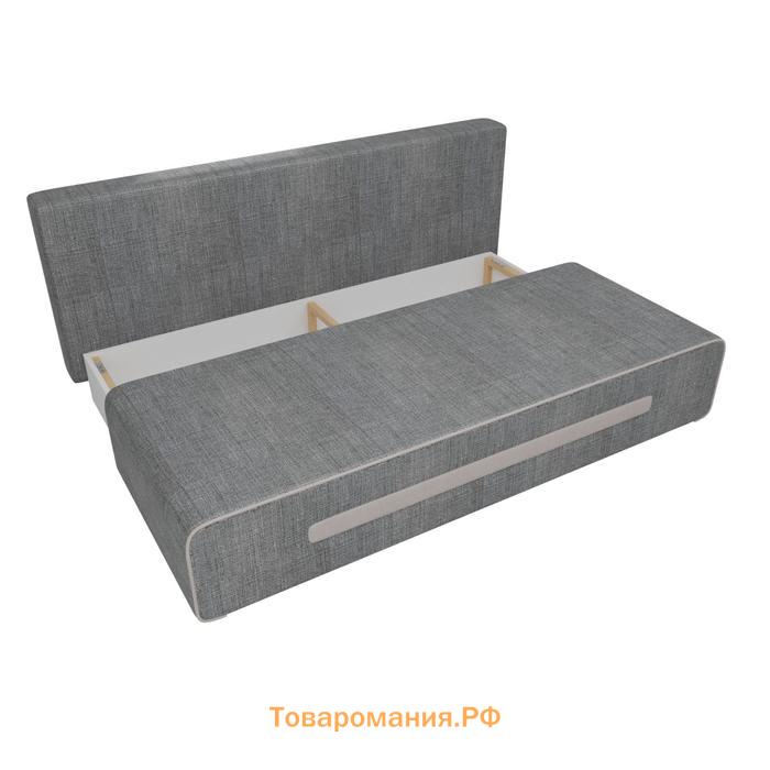 Прямой диван «Приам», механизм еврокнижка, рогожка, цвет серый