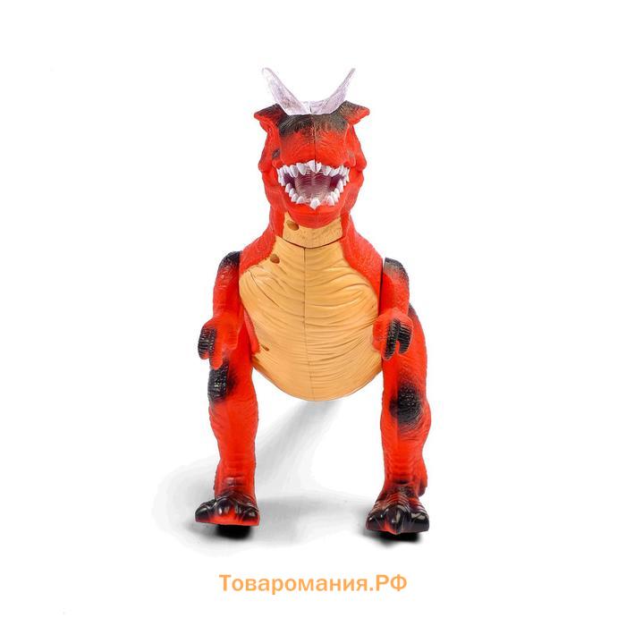 Динозавр радиоуправляемый «T-Rex», световые и звуковые эффекты, работает от батареек, цвет красный