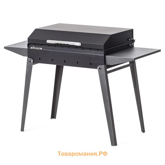 Мангал «Классика 600К», 100.2×38×69 см, 2 мм, складные ножки, боковые полки, крышка