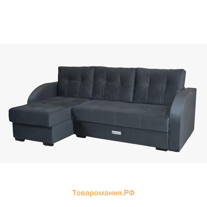 Угловой диван «Милан», еврокнижка, блок независимых пружин, левый угол, велюр, графит