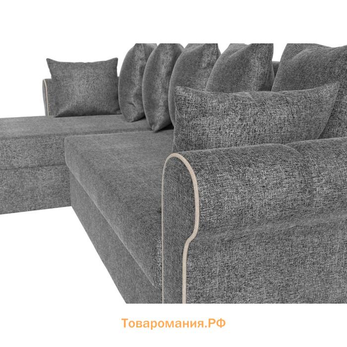 Угловой диван «Рейн», механизм еврокнижка, угол левый, рогожка, цвет серый / кант бежевый