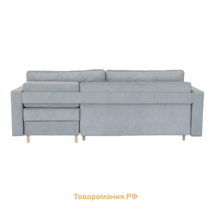 Угловой диван «Киото», механизм еврокнижка, угол универсальный, велюр, цвет серый