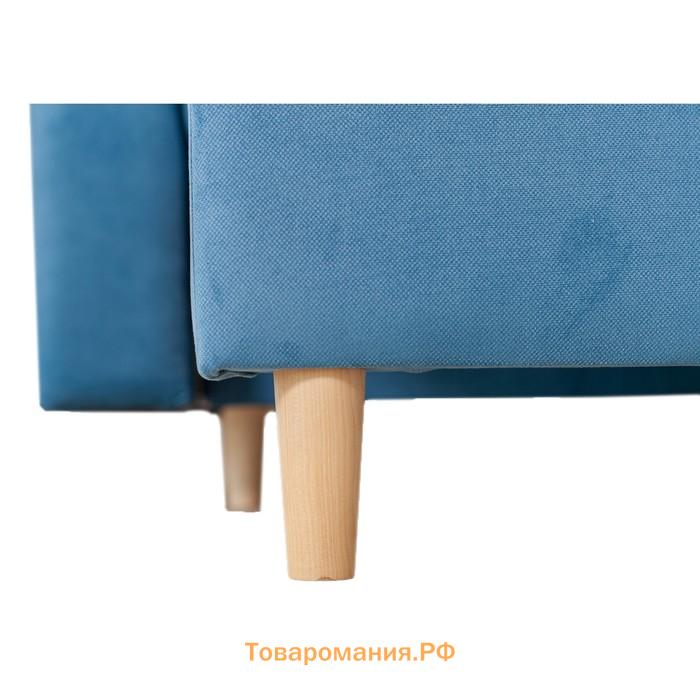 Угловой диван «Венеция», механизм еврокнижка, угол универсальный, велюр, цвет синий