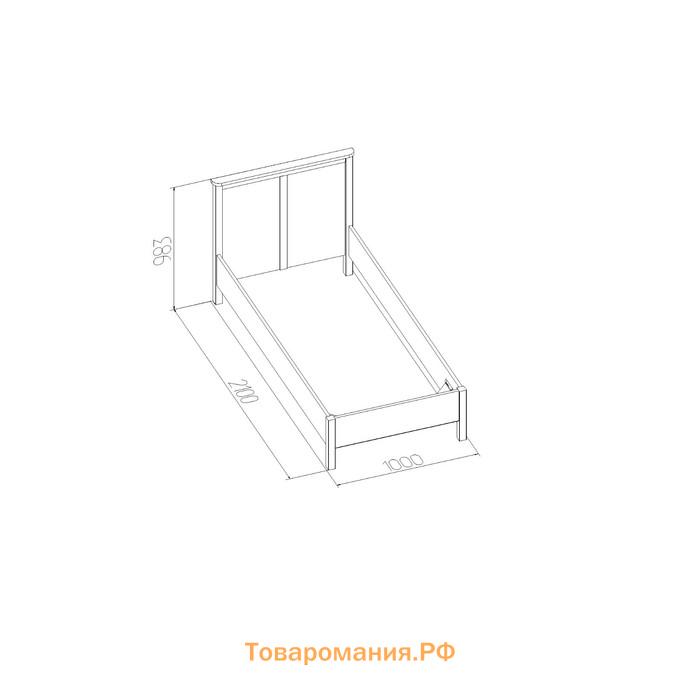 Кровать Sherlock 45, 900 × 2000 мм, без основания, цвет ясень анкор светлый