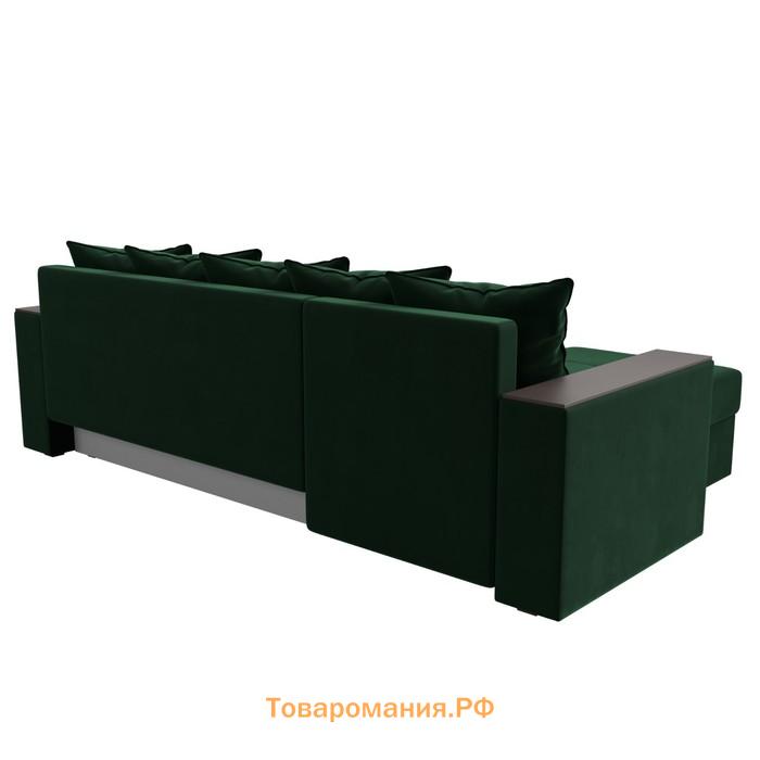 Угловой диван «Дубай лайт», еврокнижка, угол левый, велюр, цвет зелёный