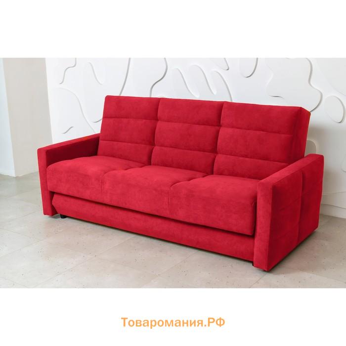 Прямой диван «Прайм 9», механизм книжка, независимый пружинный блок, велюр, цвет красный