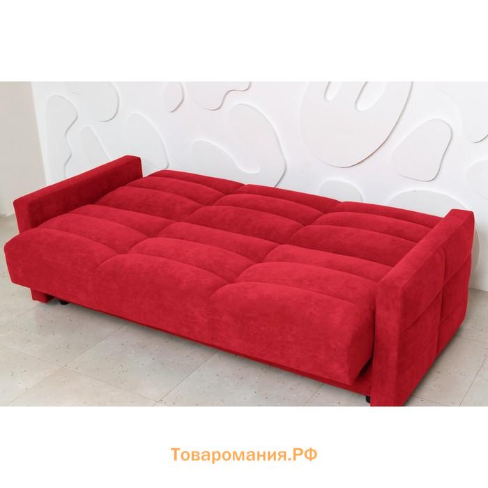 Прямой диван «Прайм 9», механизм книжка, независимый пружинный блок, велюр, цвет красный