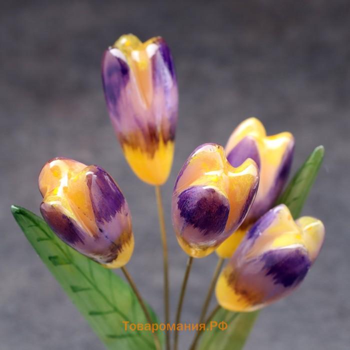 Сувенир "Цветы Крокусы", 5 цветков, селенит