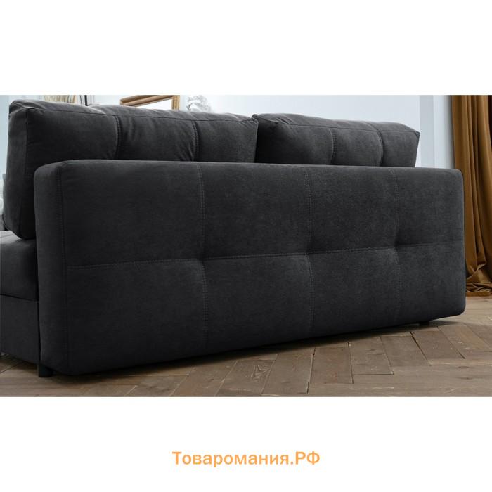 Прямой диван «Кардинал», без локтей, механизм еврокнижка, НПБ, велюр, цвет сatania black