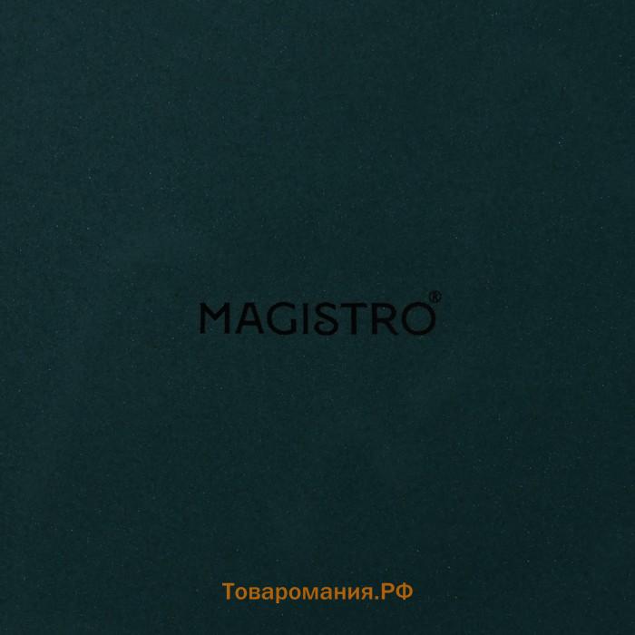 Блюдо для подачи Magistro, d=20 см, с деревянной ручкой, фарфор, зелёное