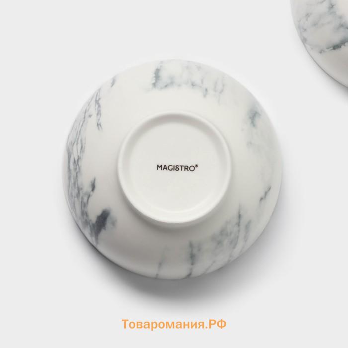 Салатники Magistro Real Marble, 380 мл, 11,6×6,5 см, набор 2 шт, фарфор, белые