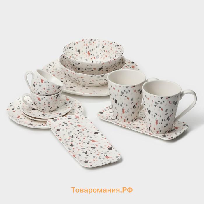 Салатники Magistro Terazzo, 1,4 л, 20×9 см, набор 2 шт, фарфор, белые