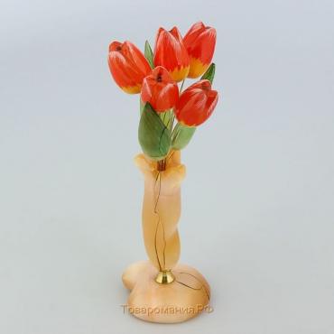Сувенир «Тюльпаны в вазе», 5 цветков, 11× 22 см, селенит