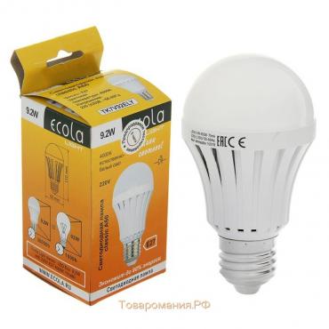 Лампа светодиодная Ecola Light classic, E27, А60, 9.2 Вт, 4000 K, 110x60 мм, матовый