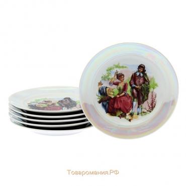 Набор тарелок фарфоровых «Мадонна», d=17 см, 6 шт, цвет МИКС