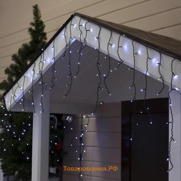 Гирлянда «Бахрома» 3 × 0.6 м, IP44, УМС, тёмная нить, 160 LED, свечение белое, 220 В