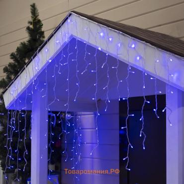 Гирлянда «Бахрома» 3 × 0.9 м, IP44, УМС, прозрачная нить, 232 LED, свечение синее, 220 В