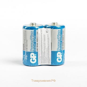 Батарейка солевая GP PowerPlus Heavy Duty, C, R14-2S, 1.5В, спайка, 2 шт.