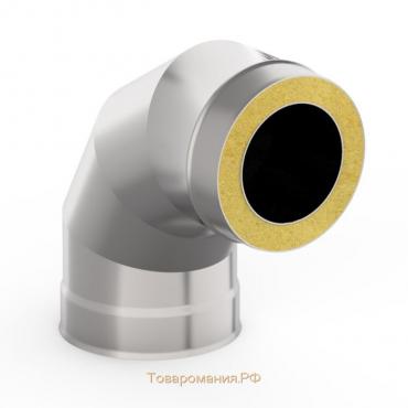 Сэндвич-Отвод 90°, d 120 × 200 мм, нерж/оцинк, 1.0 мм/0.5 мм