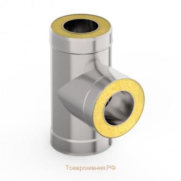 Сэндвич-Тройник 90°, d 120 × 200 мм, нерж/оцинк, 0.5 мм/0.5 мм