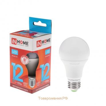 Лампа светодиодная IN HOME LED-A60-VC, Е27, 12 Вт, 230 В, 4000 К, 1140 Лм