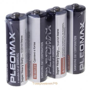 Батарейка солевая Pleomax Super Heavy Duty, AA, R6-4S, 1.5В, спайка, 4 шт.